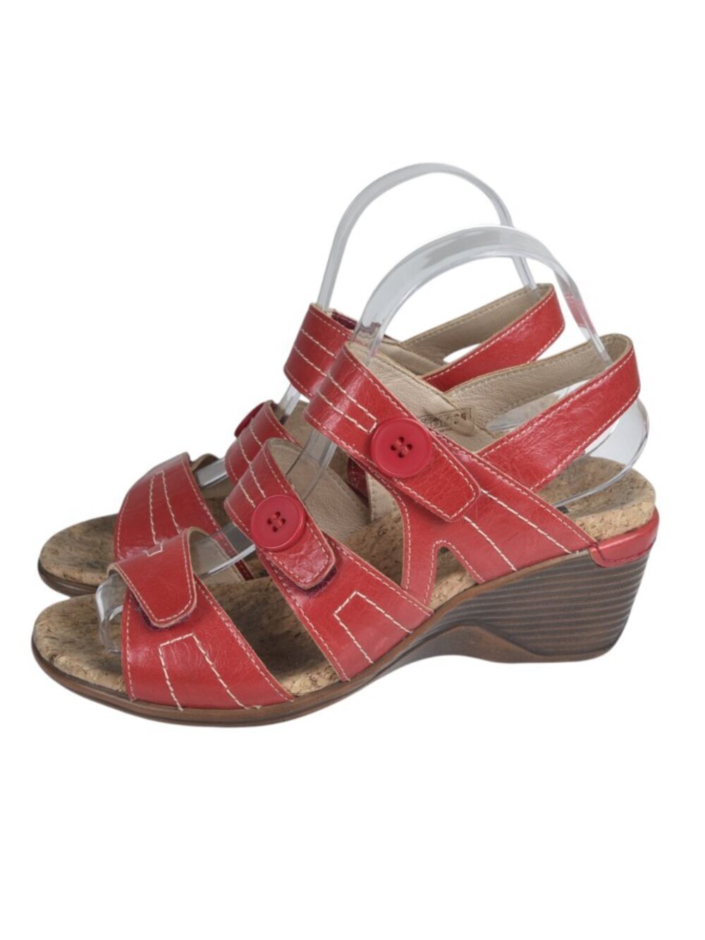 Romika Calgary 2 Wedge Sandal Red Adjustable Straps Size 38 US  7-7.5